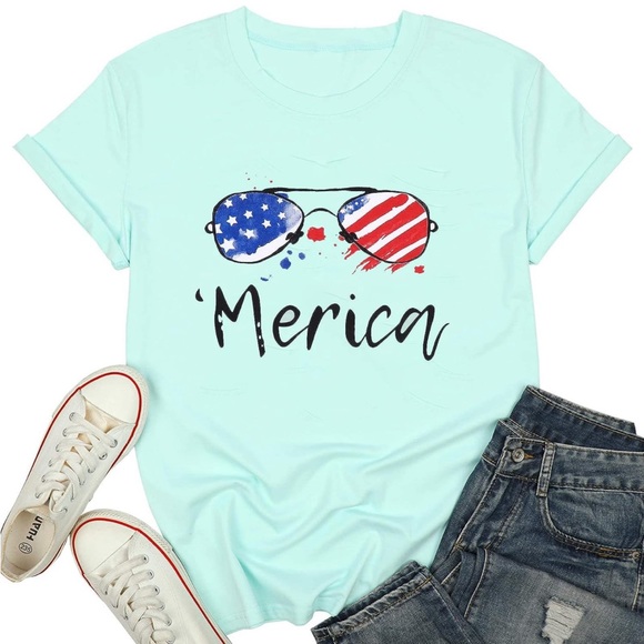 Tops - New woman’s American 🇺🇸 shirt so cute size medium